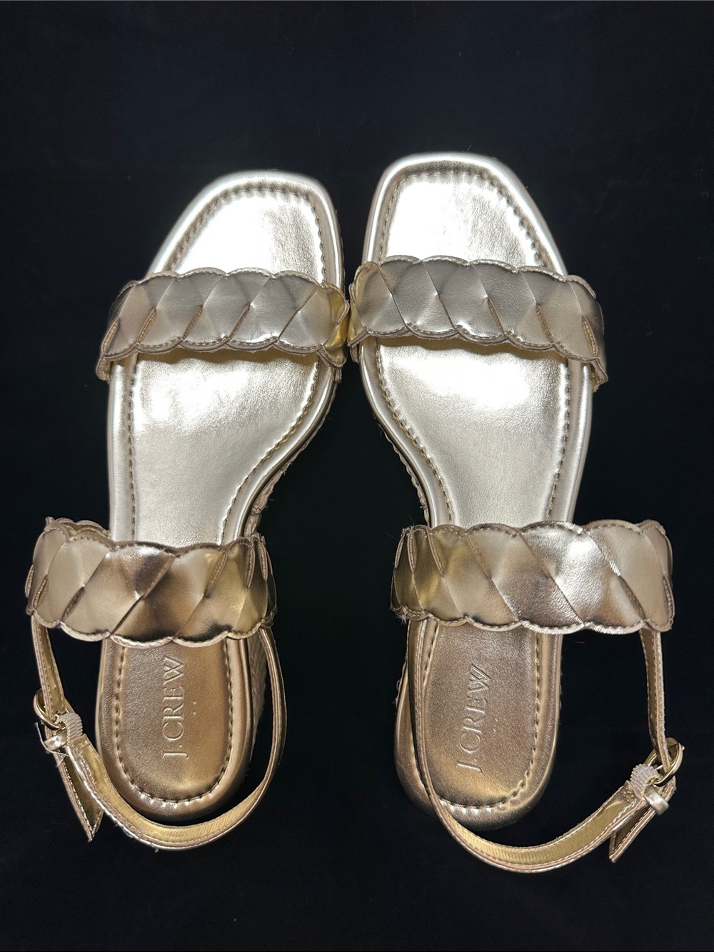 J. Crew Factory Braided Metallic Sandals in Gold